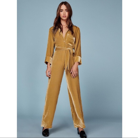 Reformation Pants - Gold velvet jumpsuit